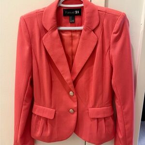 Forever 21 Coral-Pink Tailored Blazer Jacket